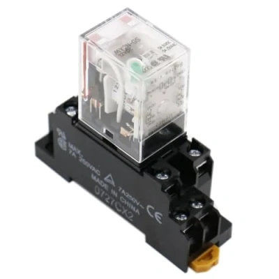 Image de Heschen relais à usage général, MY2N GS (MY2NJ), bobine 12VDC, indicateur LED, DPDT, 5A 30VDC/250VAC, avec douille de PYF8A