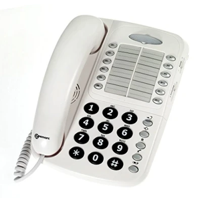 Image de Geemarc CL1100 Téléphone Fixe Amplifié avec Touches de Numérotation Rapide et Contrôle du Volume pour Séniors Compatible Aides Auditives Perte Auditive Faible ou Moyenne