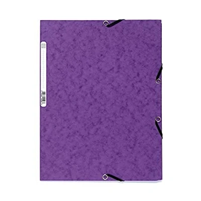 Image de Exacompta Réf. 55508E Carton de 25 chemises à élastiques pochettes 3 rabats en carte lustrée 400 g/m2 dimensions 24 x 32 cm pour documents au format A4 couleur violet