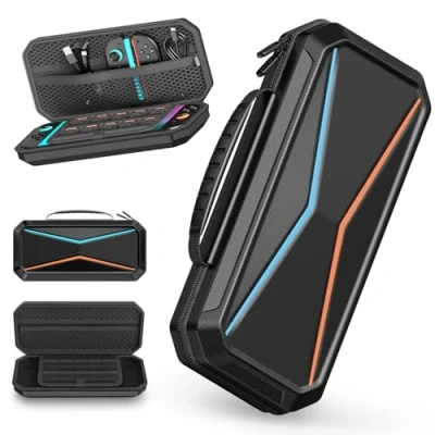 Image de Lmcpa Conçu Sac pour Console Nintendo Switch 2 2025, de Voyage avec 20 Cartouches Jeu, PC étui Rigide Protection Portable 2025 et Accessoires, Noir