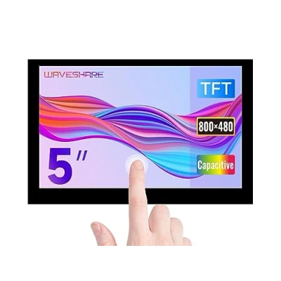Image de Waveshare 5inch Capacitive 5 Points Touch Display for Raspberry Pi 4B/3B+/3A+/3B/2B/B+/A+, 800x480 Resolution with DSI Interface Low Power Consumption