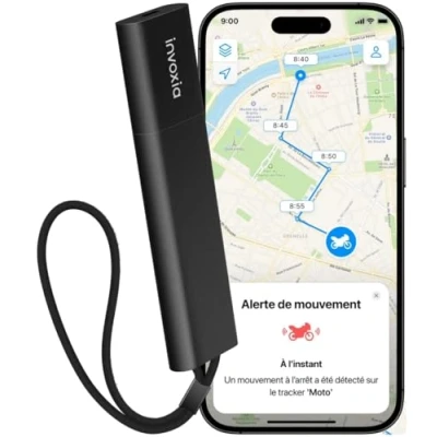 Image de Tracker GPS Invoxia Pro Localisation en Temps Réel 1 an d&#039;abonnement inclus pour Voitures, Motos, Enfants Alertes de Mouvement et d’Inclinaison Réseau 4G LTE M Jusqu’à 3 Mois d’autonomie