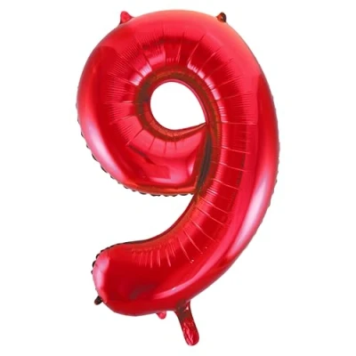 Image de Unique Party 55859 Ballon Géant Numéro 9, 86 cm, Rouge