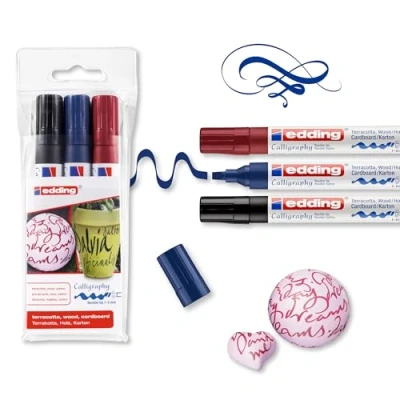 Image de Edding 1455 Set de 3 Feutres Calligraphie Largeur trait : 1 5 mm Assorties