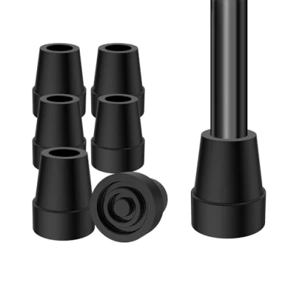 Image de supregear Embouts de Canne (6 Paquet), 19 millimètres Remplacement Pointe pour Marcher Béquilles Bâton Haute Intensité Caoutchouc et Carbone Noir Mélange Antidérapant Stable Tapis Pieds