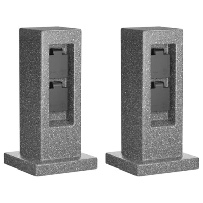Image de ledscom.de 2 Prises de Courant Jardin Pock pour l&#039;extérieur, IP44, 2X, Anthracite (Aspect Pierre), rectangulaire, 30 cm