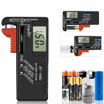 Image de testeur de piles numérique, universel, piles, pour AA, AAA, C, D, PP3, 9 V, 1,5 boutons Fonc