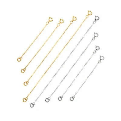 Image de Mudder Chaîne d&#039;Extension Rallonge de Collier Extension en Acier Inoxydable pour Fabrication Bijoux, 8 Pièces, Argent et Or
