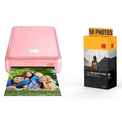 Image de KODAK Pack Imprimante Photo Printer PM220 et Cartouche MSC50 Photos 5.4 * 8.6 cm, WiFi, Compatible avec iOS Android Rose