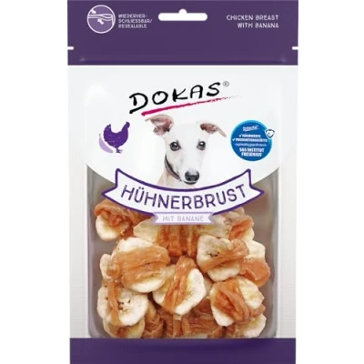 Image de Dokas Snack Premium sans céréales avec Poulet pour Chien, Banane 8 x 70 g