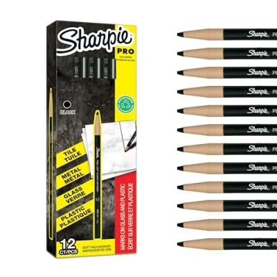 Image de SHARPIE China Marker Marqueur Polyvalent Pointe Fine Noir Lot de 12