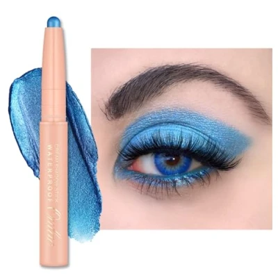 Image de Oulac Ombre à Paupières Stick Bleu Automatique Métallisé Fini, Résistant l&#039;eau et l&#039;essuyage, Tenue 16 heures+, Texture Crémeuse Soyeuse, Vegan 08 Aqua