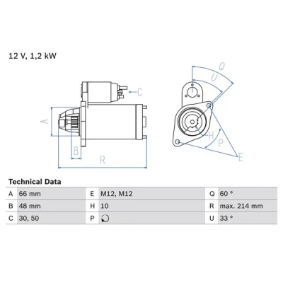 Image de BOSCH 0 986 022 430 Démarreur 12 1,2 10 AUDI: A4 B7 Berline, Avant, A6 C6 Berline
