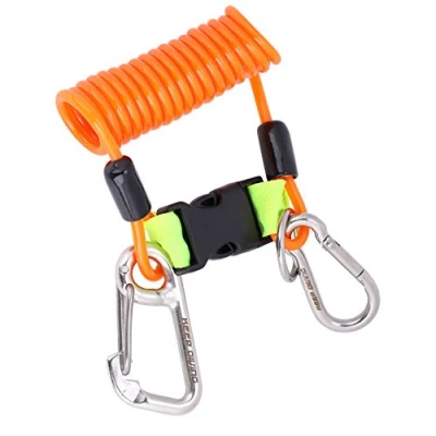 Image de Tbest Longe à Spirale Anti Perte, Plongée Requin Coil Cordon avec Boutons Pression et Boucles Dégagement Rapide(Orange)