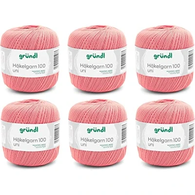 Image de Gründl Laine Häkelgarn 100 (Fil à Crocheter en 100% Coton mercerisé, g / 566 m, Taille d&#039;aiguille : 1,5 2, 6 x g), Saumon
