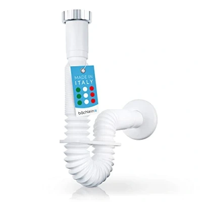 Image de Bächlein Tuyau d&#039;Évacuation Flexible pour Lavabo G 1 1/4&quot; x 32 mm, Extensible de 320 à 800 Siphon Adaptable Individuellement