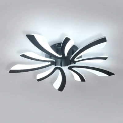 Image de Comely Plafonnier LED, 50W 5625LM Lampe de Plafond, Moderne Luminaire pour Salon, Chambre à Coucher, 72cm, 6500K Lumière Blanche Froide, Noir