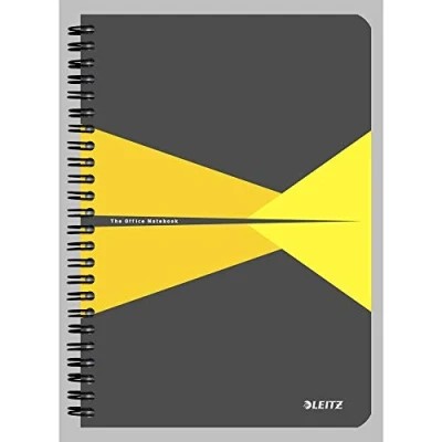 Image de Leitz, Cahier spirales couverture carton A5 quadrillé, 180 pages 90g/m², Leitz Office, Jaune, 44580015