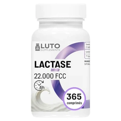 Image de Lactase 22 000 Depot 365 comprimés à libération prolongée (Sepismart® Slow Release) Haute dose avec unités FCC Pour l’intolérance au lactose et lait LUTO Supplements