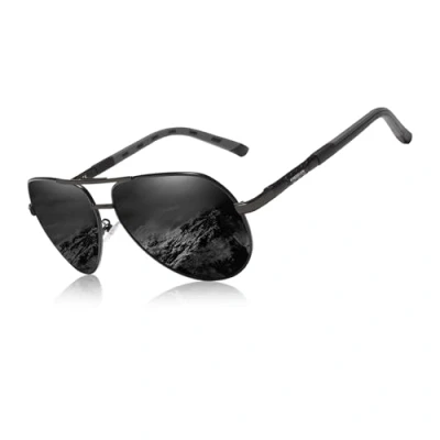 Image de KINGSEVEN Classique Militaire Aviateur Lunettes de Soleil Polarisées pour Hommes, Style Rétro Vintage Blocage UV K725 (Gris/Noir)