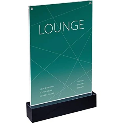 Image de SIGEL TA420 Présentoir de table LED pour A4, présentation double face à illuminer, transparent/noir, acrylique