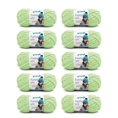 Image de Gründl Funny uni, fil pour aiguilles &amp; crochet (fil chenille à l’aspect velouté 100% polyester, 10 x 100 g / 120 m, grosseur d’aiguilles n 5 6, g), vert clair