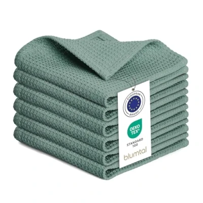 Image de Blumtal® Torchon cuisine 30x30 cm Lot de 10 coton 100% torchons gaufrés lavable en machine à 60C vaisselle super absorbant Serviettes et Vert