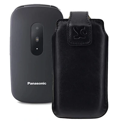 Image de Suncase Étui de protection en cuir ceinture pour Panasonic KX TU446EX Noir