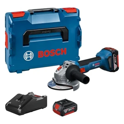 Image de Bosch Professional 18V System meuleuse angulaire sans fil GWS 8 (diamètre de disque 125 mm, incl 2x GBA 5,0 Ah, chargeur GAL 40, L BOXX)