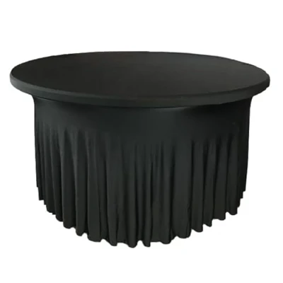 Image de GABALITAINS Nappe Spandex JUPONNEE pour Table Ronde. Housse Extensible Trestle Elasthanne (Noir, 6ft (183 cm de diametre))