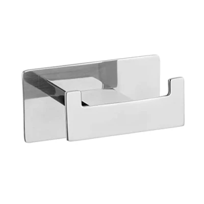 Image de Wenko Turbo Loc Duo Genova Shine Crochet Mural Décoratif en Acier Inoxydable pour Serviettes Ou Ustensiles de Salle Bain Fixation sans Perçage (L X H P) 8,9 4,4 5,4 cm Brillant