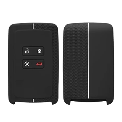 Image de kwmobile Coque clé de Voiture Compatible avec Renault Smart Key 4 Bouton (Keyless Go Uniquement) Accessoire Protection étui Souple en Silicone Noir Blanc