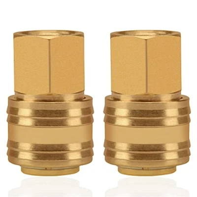 Image de 2pc couplage à air comprimé bouchon interne 3/8 &quot;filetage intérieur de en laiton douille d&#039;accouplement tuyau prise soupape fileté