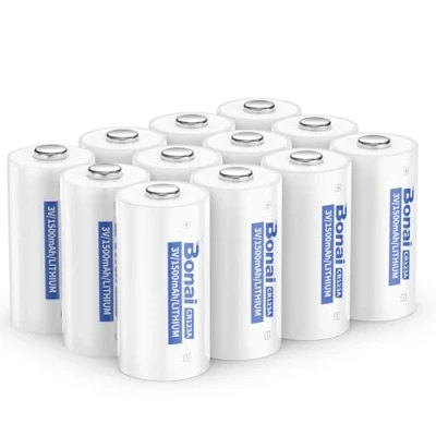 Image de BONAI CR123A Lithium Battery 3V 1500mAh CR123 Non Rechargeable Low Self Discharge Pack of 12 for Flashlights, Cameras, Toys, Microphones, Smart Instruments
