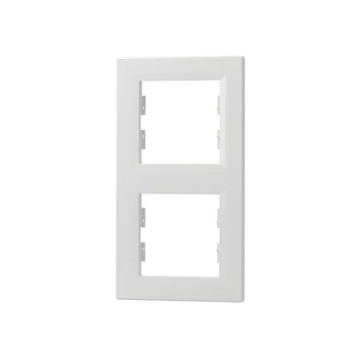 Image de Schneider Electric Asfora EPH5810221D Cadre double pour interrupteur et prise de courant, vertical, blanc