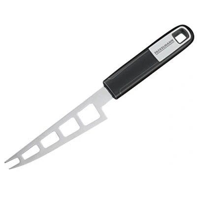 Image de FACKELMANN Couteau à fromage 27 cm SENSE Coupe pour pâte molle avec poignée antidérapante et ergonomique Soft Touch en plastique (couleur : argent/noir) Quantité 1 pièce