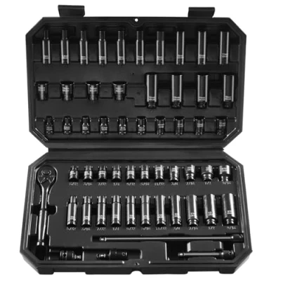 Image de VEVOR Coffret Douilles à Chocs 1/4&quot;, SAE 5/32&quot; 9/16&quot; et Métriques 4 15 mm, Kit pour Clé Cliquet 55PCs, en CR V, 6 Pans, Marquages de Taille Faciles Lire, la Réparation Automobile, Atelier