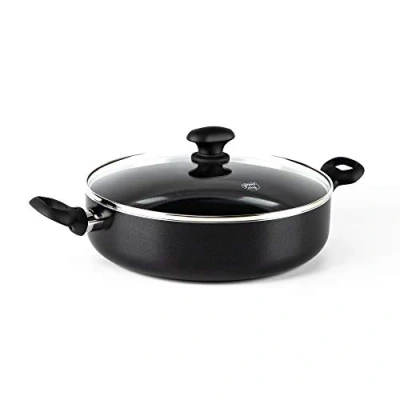 Image de GreenChef Diamond Poêle à Sauteuse Antiadhésive en Céramique Saine de 28 cm/4,3 L avec Deux Poignées et Couvercle, Fête des Mères, Sans PFAS, Induction, Va au four jusqu&#039;à 160˚C, Lave Vaisselle, Noir
