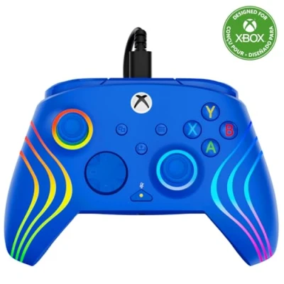 Image de Turtle Beach Afterglow Wave Controller Bleu Manette de jeu RGB filaire Licence pour Xbox Series XS, One et Windows Boutons programmables, gachettes à effet Hall, commandes audio