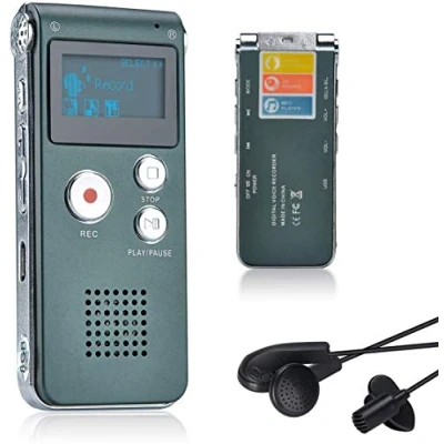 Image de Lychee Dictaphone Enregistreur Vocal Numérique 8GO Portable, Lecteur MP3 Audio à Double Microphone pour Conférences/Réunions/Entretiens/et Cours (Gris), par usb