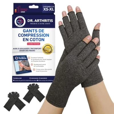 Image de gants de compression, conçus par des médecins, pour throse, bandage main tendinite et arthrite, confortables soutien l&#039;arthrite, sans doigts [paire,