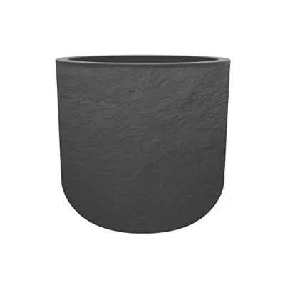 Image de EDA Pot Rond 40 cm Volcania&#039;Up 32,5 L Décor Imitation Pierre Simple Paroi Zone de Rétention d&#039;eau Ø 38,5 x H.36,8 Gris Anthracite