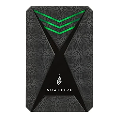 Image de Surefire 2.5 Gaming Hard Drive I 2 TB Noir Disque Dur Externe Adaptateur USB C Windows &amp; MacOSx Éclairage LED RGB Jusqu&#039;à 140MB/s PC Playstation Xbox Powered by Verbatim