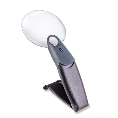 Image de Carson FreeHand loupe à mains libres/loupe main avec une poignée pliable et fonction éclairage par LED, grossissement de 2,5x (FH 25)