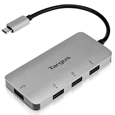 Image de Targus Hub USB C à 4 ports A, Adaptateur compatible avec Windows, MacOS et Chrome OS, Station d&#039;accueil pour périphériques Argent, ACH226EU