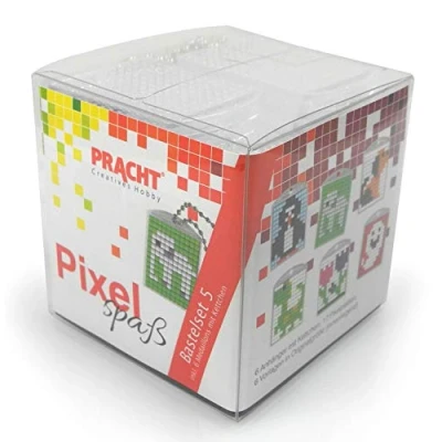 Image de Pracht Creatives Hobby Pixel P90012 63501 Kit de bricolage amusant 5 pour enfants, système d&#039;assemblage simple avec des petites pierres en bioplastique créer 6 porte clés (médaillons)