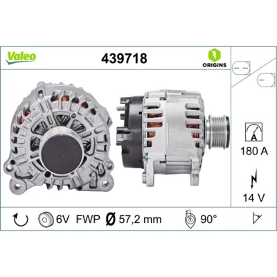 Image de VALEO 439718 Alternateur 14V 180A VOLKSWAGEN: Passat B6 Variant, GOLF 6, B7 SEAT: Alhambra II, SKODA: Superb II Break