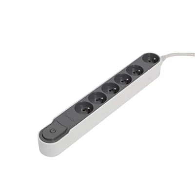 Image de CHACON Bloc Design 6x16A avec Interrupteur 3m Gris foncé