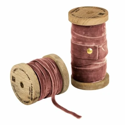 Image de Loberon Lot de 2 bobines Ruban en Velours Liandis, Rose