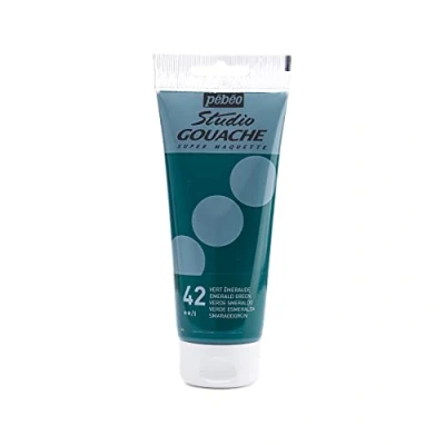 Image de Pébéo Peinture Gouache 100ml Tube de Qualité Fine Idéal Travaux Étude 1 100 ml Vert Émeraude 290042